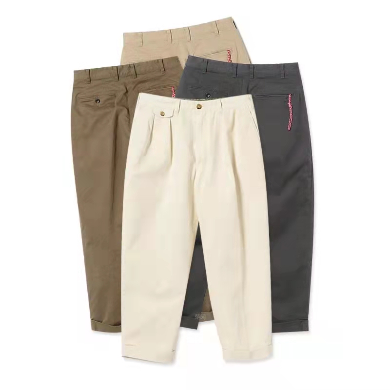 Beams Japan 22Ss Japanese-Made Red Drawstring Tapered Pants Cropped Pants Trendy Brand Loose Casual Pants Washed Men's Long Pants