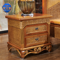 Fujiyi bedside table rattan furniture solid wood side cabinet bedroom storage cabinet drawer hotel club bedside cabinet
