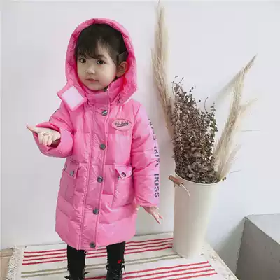 Orange Juice Home Girls Thick Down Jacket Long Edition Knee 2018 New Children's Wear Children's Warm Jacket