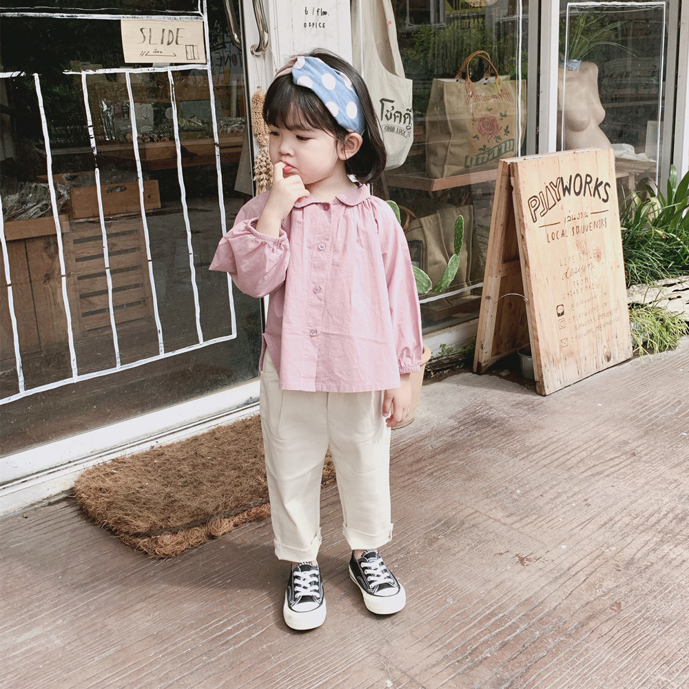 Orange juice home children's clothing girls Korean shirts Western style 2010 autumn new baby solid color long-sleeved shirts baby shirts