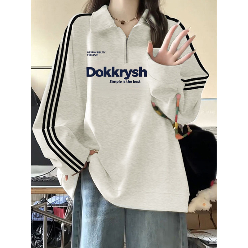 American High Street Style Half-Zip Polo Sweatshirt Jacket for Women, 2026 Spring and Autumn Loose Fit Couple's Long-Sleeve Thin Top American High Street Style Half-Zip Polo Sweatshirt Jacket for Women, 2026 Spring and Autumn Loose Fit Couple's Long-Sleeve Thin Top
