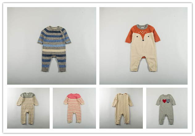 Foreign trade in Europe and the United States Baby spring and autumn knitted sweater jumpsuit Newborn baby long romper romper sweater