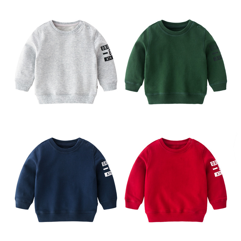 Domestic Single Boys Spring and Autumn Long Sleeve Thick Cotton T Boys Handsome Jacket Shirt Sweater Coil Pullover