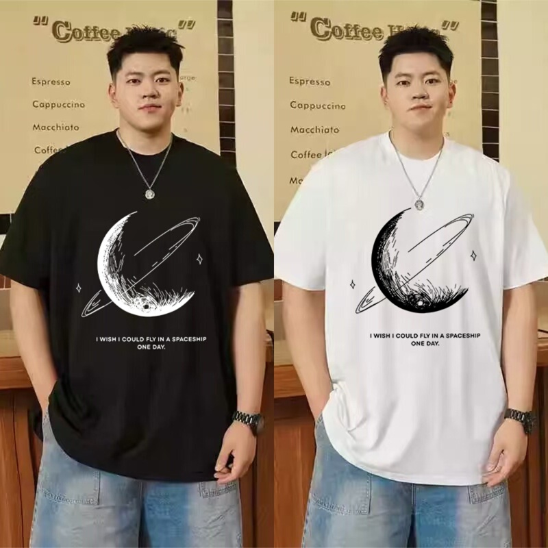 Plus-Size Pure Cotton Short-Sleeve T-Shirt for Men, Summer Extra-Large Loose Fit for Big and Tall Men, Trendy Casual Half-Sleeve Shirt
