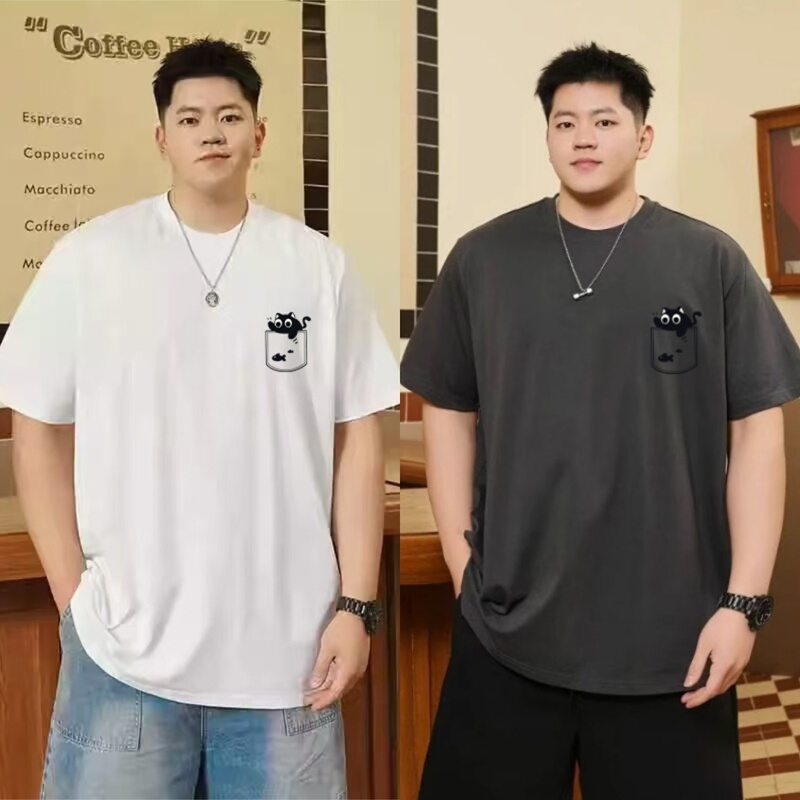 Plus-Size Pure Cotton Short-Sleeve T-Shirt for Men, Summer 2025, Big and Tall, Large Size Undershirt, Trendy