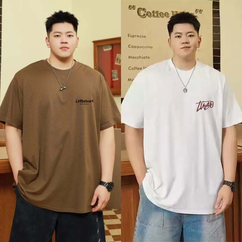 Extra Large Size Men's Pure Cotton Short-Sleeved T-Shirt 2025 Summer New Style for Big and Tall Men, Loose Fit, Casual Top, Trendy