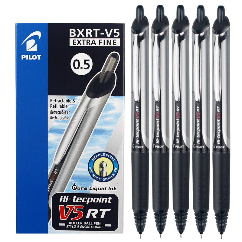 Boxed Japanese PILOT baccarat) BXRT-V5 press gel pen student 0 5 exam special black water pen