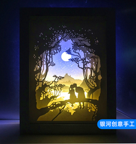 Light Shadows Paper Sculptures Love Lovers Sinus First Open Solid Small Nightstand Light Box Creative handmade materials Decorative Gifts