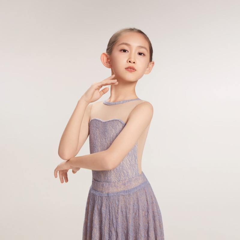 Cecilia Lee High-Elastic Lace Patchwork Sleeveless Ballet Dance Training Bodysuit