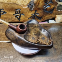 Handmade high-end golden nanmu ebony pipe operation panel with solid wood pipe rack wake-up tray Xiaoye Zhennan