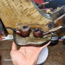 Conforming handmade golden nanmu ebony two-position pipe rack large medium and small solid wood straight curved pipe two-position display stand