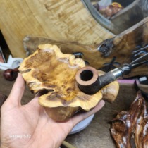 Handmade high-end flame-patterned rhizome flower wake-up tray with pipe rack integrated pear lump pipe operation panel running wet