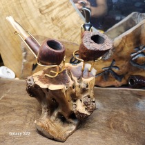 Hand-made universal two-position pipe rack pear knot root nodule aluminum frame straight and curved pipe two-position display bracket seat