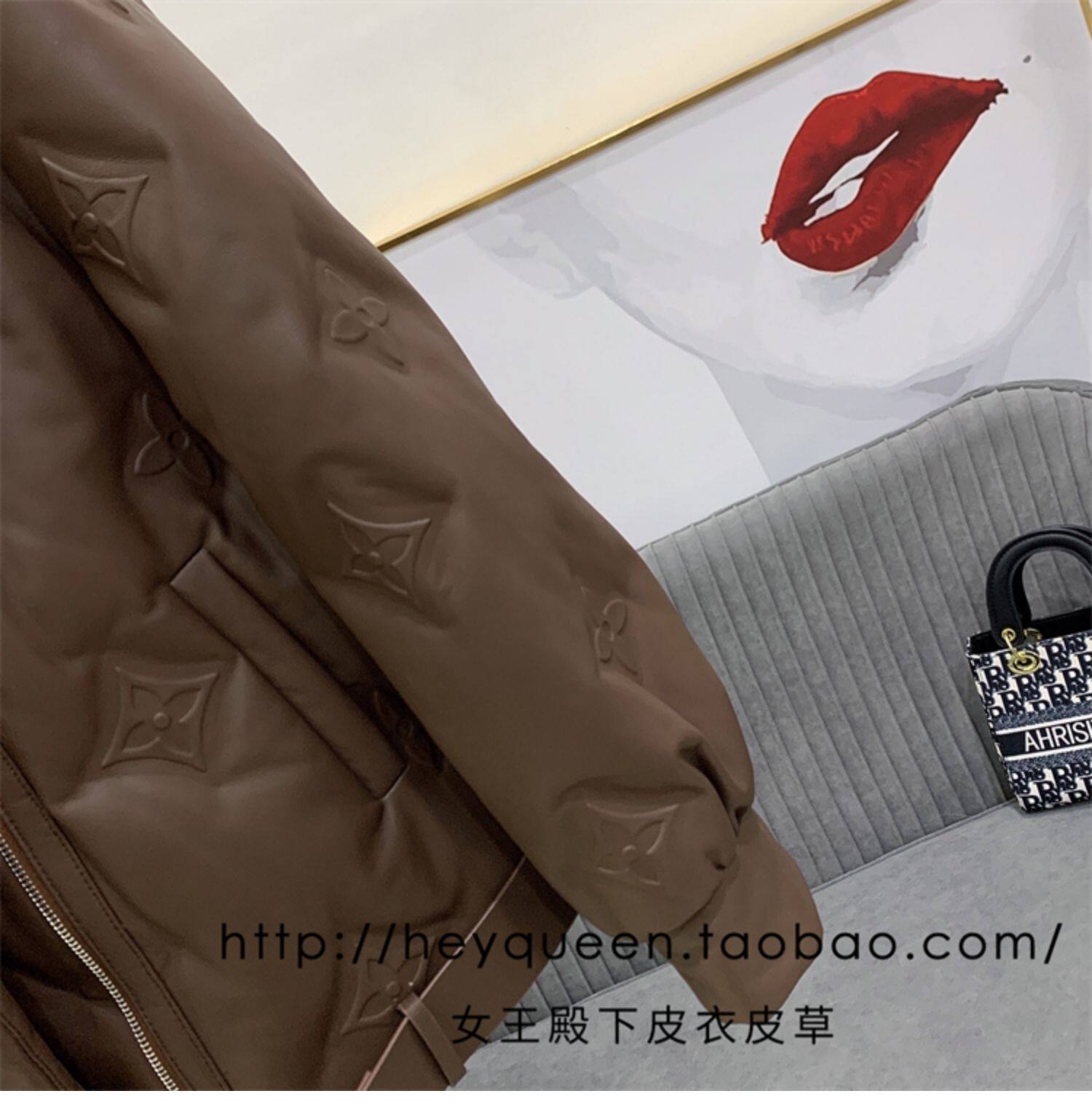 Кожаная куртка 2024年冬季新款真皮皮衣女短款羽绒外套加厚水貂毛领印花宽松显瘦