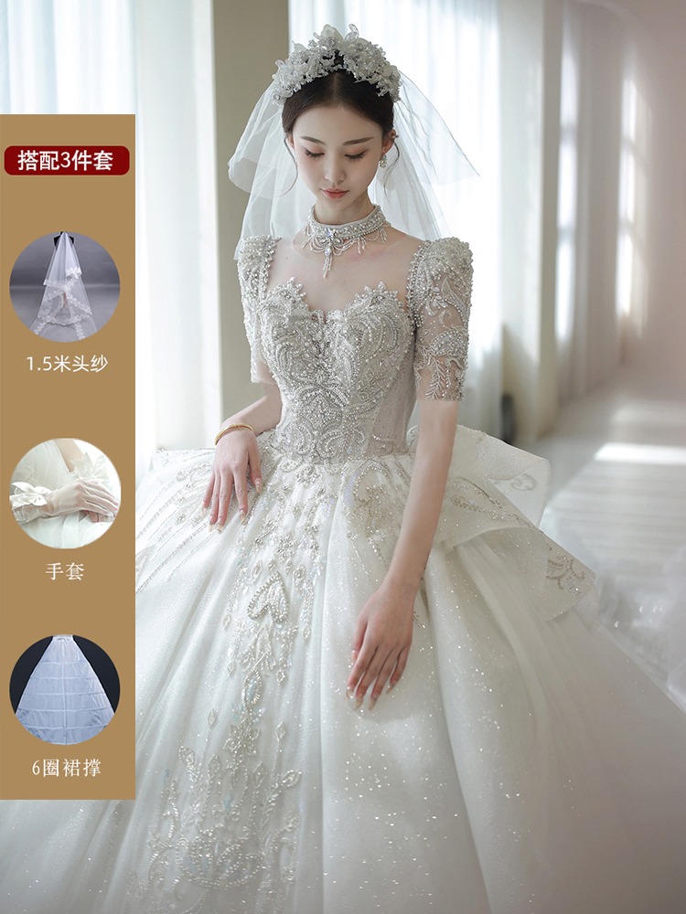  XXL 128 catties+Short -sleeved uniform wedding dress+3 sets   - $28.44 