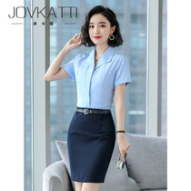 Professional suit ladies summer short sleeve office clerk shirt work clothes hotel reception front desk reception work dress thin
