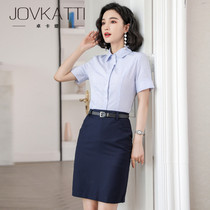 High-end professional shirt female summer temperament white-collar workplace work skirt civil servant tooling hotel front desk set tide