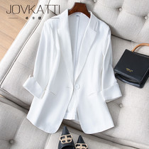 White blazer womens summer new three-point sleeve professional thin slim-fitting small suit OL white-collar workplace formal suit
