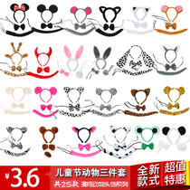 61 childrens kindergarten performance area Performance props supplies Rabbit Mickey Minnie animal headdress performance three-piece set