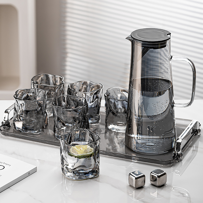 Glass Water Pitcher for Home Use, High-Temperature Resistant, Large Capacity, Cold Water Pitcher, Water Cup Set, Heat-Resistant Cold Brew Tea Pitcher, Jug