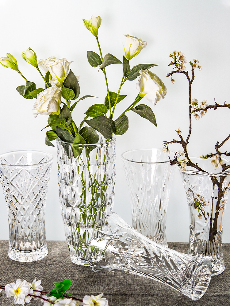Glass vase decoration living room flower arrangement Dried flowers Nordic rich bamboo transparent hydroponic modern simple hydroponic large vase