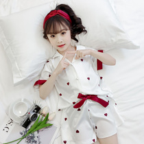 Child Girl Sleepwear Suit Summer Short Sleeves Slim CUHK Girl Ice Girls Mother and daughter Home Home Suit Suit
