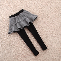 Girls dress pants fake two plus suede thickened 4 female baby 5 children 6 Winter 7 year old girl Long pants underpants winter style