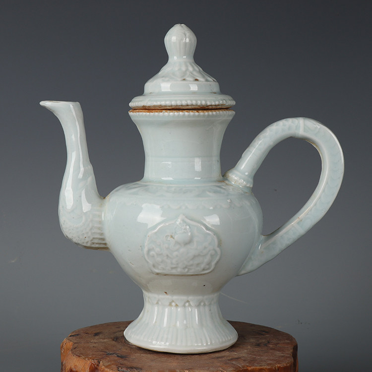 宋時代 湖田窯 青磁双系執壺 青白釉 水注 水指 水差し