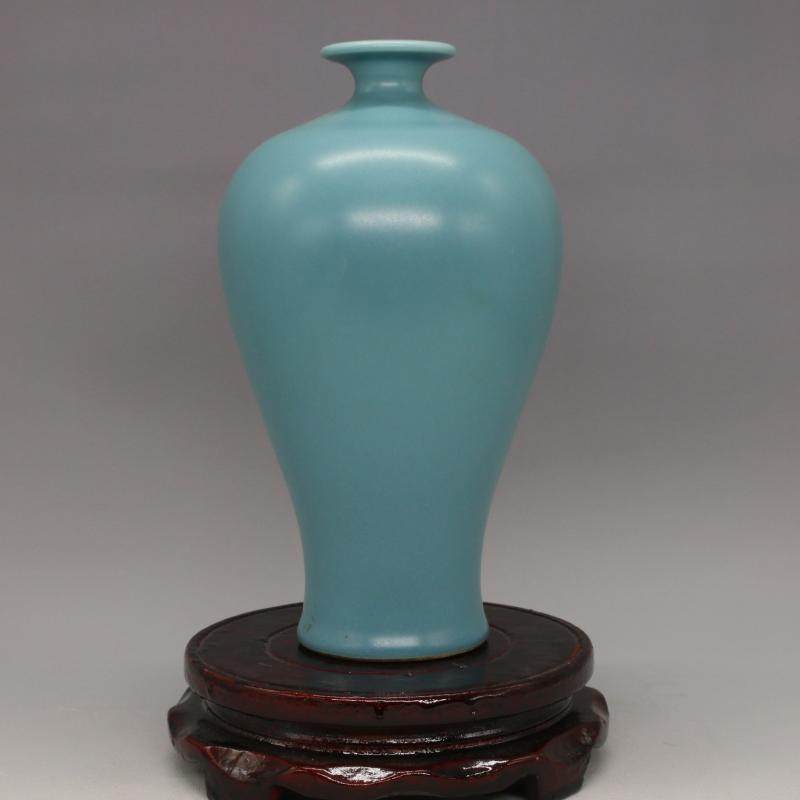 低価，2025 唐物 天藍釉花瓶 大清乾隆年製