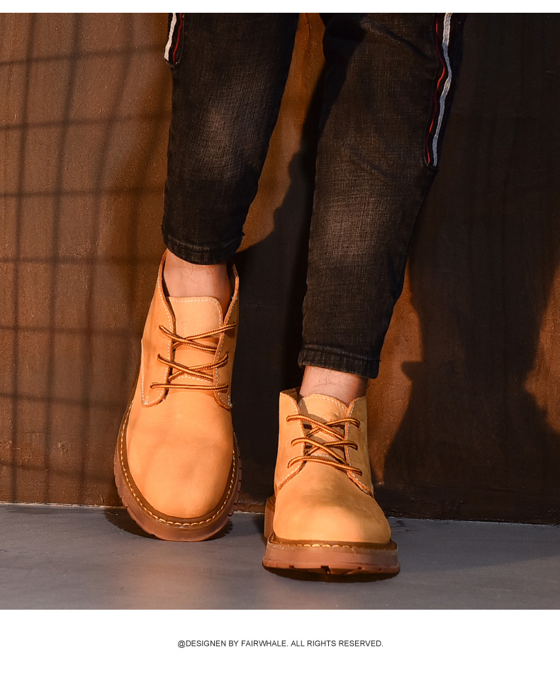 Giày bốt nam Mark Huafei Giày bốt nam cao cổ bốt da cao cổ Anh chelsea boot zara