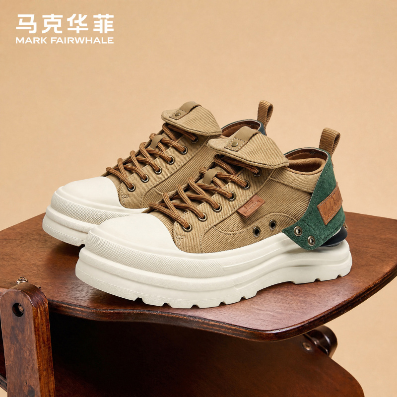 Mark Huafei Zuo Ye Shoes Men's Shoes 2026 New Autumn Thick-Soled Sneakers Men's Height-Increasing Women's Shoes Casual Canvas Shoes