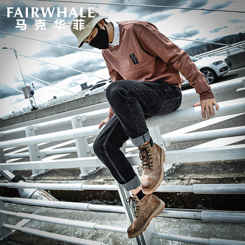 Mark Fairwhale 马克华菲  复古做旧 男式高帮马丁靴 短靴 天猫优惠券折后￥199包邮（￥359-160）3色可选 加绒款￥209