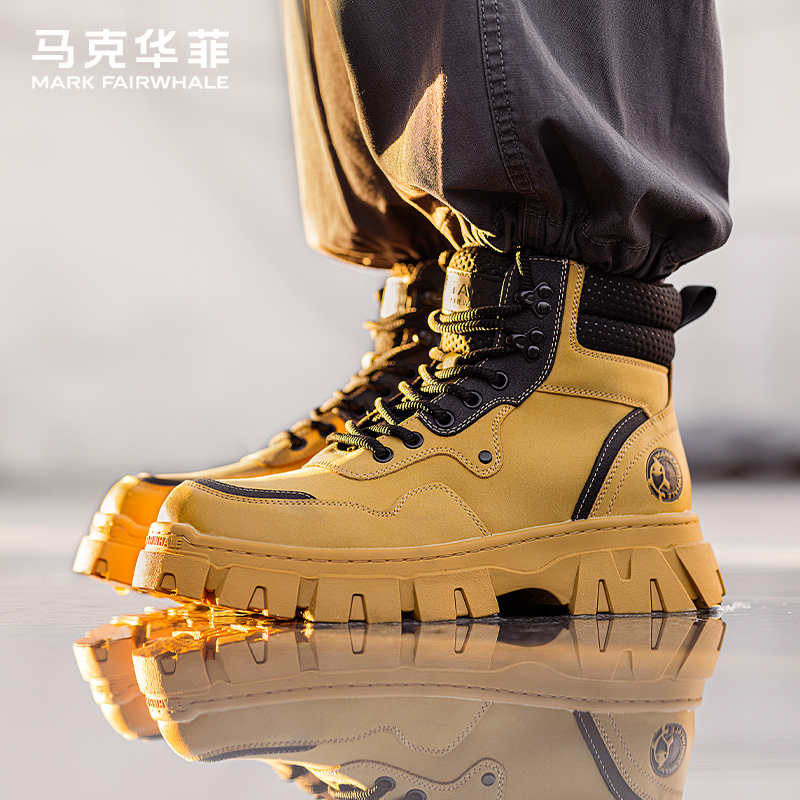 マークフェアホエール マーティンブーツ メンズ 冬 プラスベルベット コットンシューズ ビッグイエローブーツ 英国製ワークブーツ ハイキングブーツ スノーブーツ メンズ