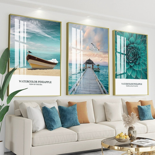 Гостиная декоративная живопись современная минималистская диван фоновая настенная картина легкая роскошная трехконцентрированная настенная настенная живопись