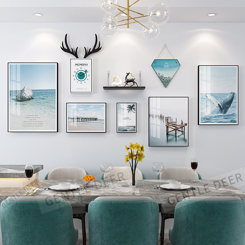 Nordic Style Light Lavish Dining Room Decoration Painting Modern Minima Living Room Sofa Background Wall Mural Bedroom Composition Hanging Painting