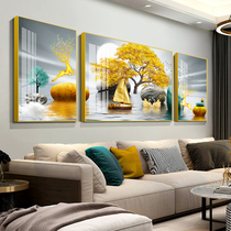 Living room decoration painting stone to run light luxury atmospheric sofa background wall painting hanging painting modern simple wall triplet painting