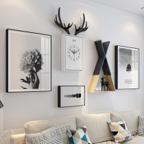 Nordic living room decoration painting modern simple sofa background wall painting black and white gray style creative combination hanging painting