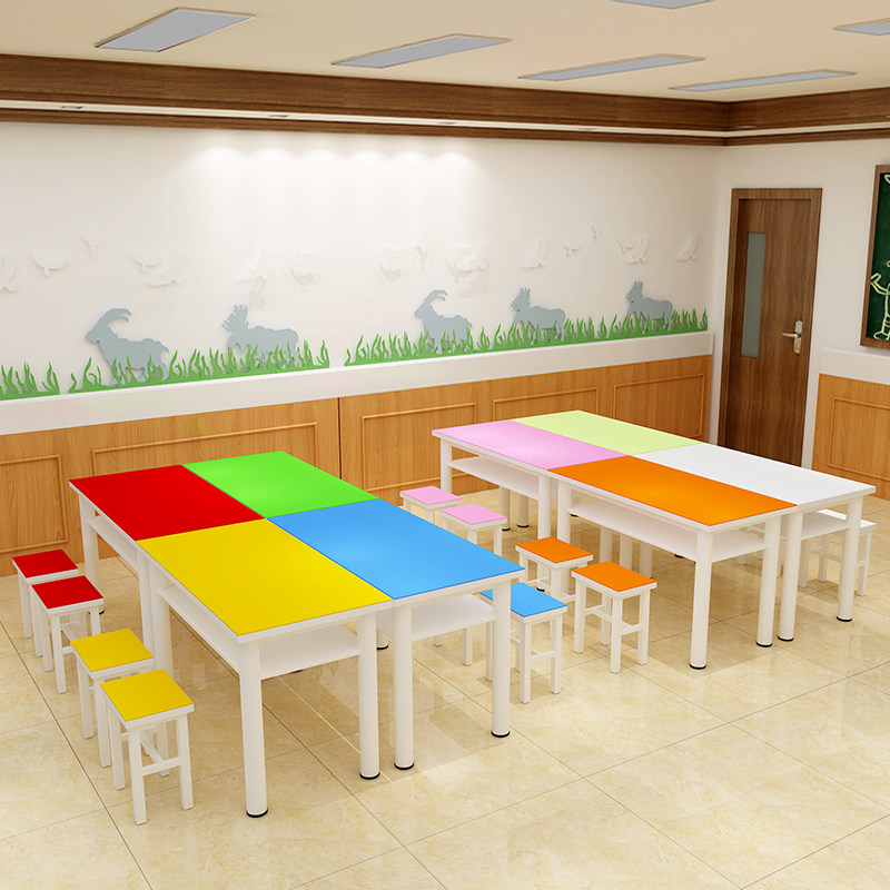 Primary School Child Care Remedial Class Table And Chairs Training Desk Coaching Class Table And Chairs Color Table And Chairs Combination Fine Art Painting Table