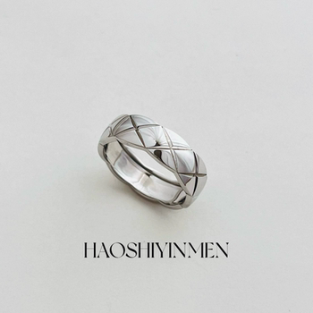 High-end s925 all-over sterling silver rhombus ring for women, light luxury, high-end, small fragrance ring