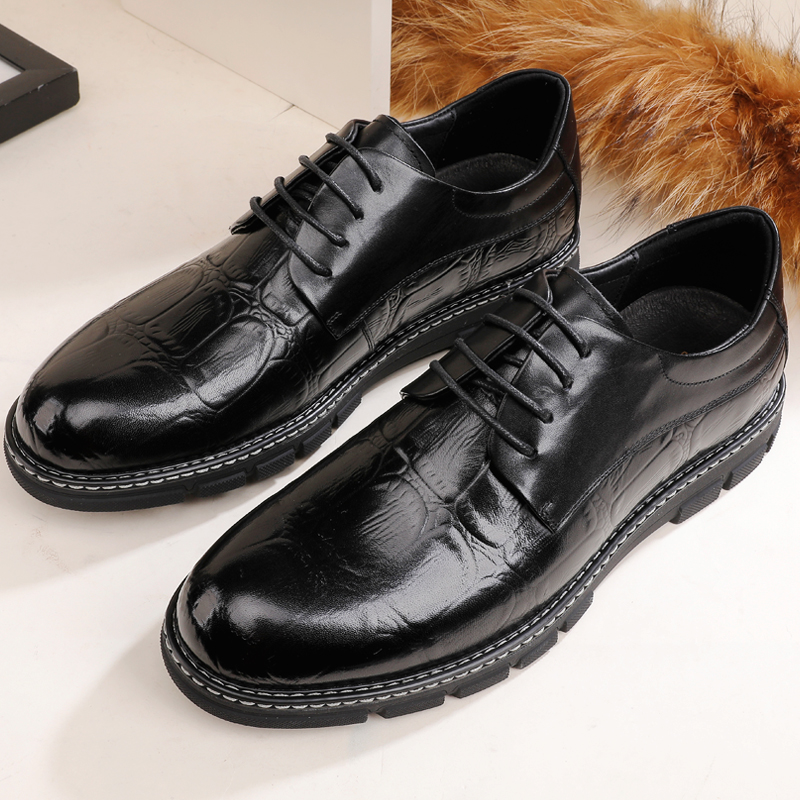 Italian business leather shoes male leather leather leather thick soles thick soles of English sports leisure cow leather shoes tide