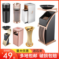 Stainless steel trash can Hotel lobby vertical square soot bucket Outdoor round commercial hotel corridor peel bucket