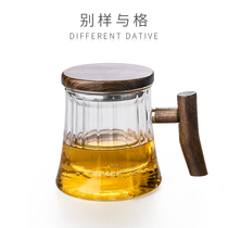 Japanese glass tea cup tea water separation filter with cover mens green flower tea tea office Cup personal high-grade