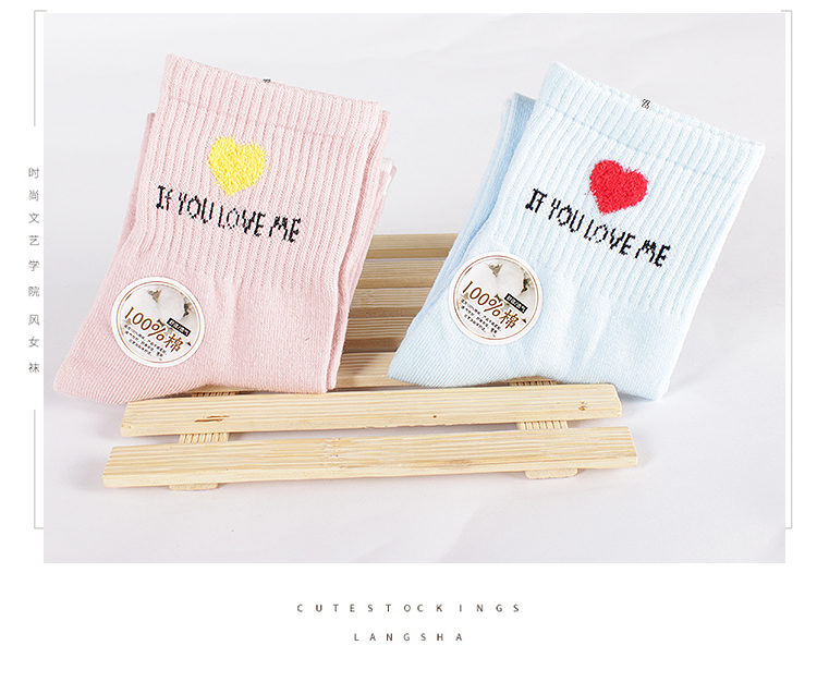 Vớ của phụ nữ Langsha vớ cotton mùa thu và mùa đông tất trắng cao cổ