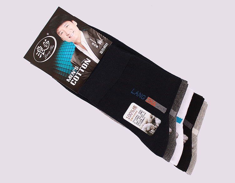 Vớ nam Winter Langsha Vớ nam 100% Cotton Vớ cotton Trung bình Dày Quần cotton nam Khử mùi mồ hôi trong ống vớ da dài