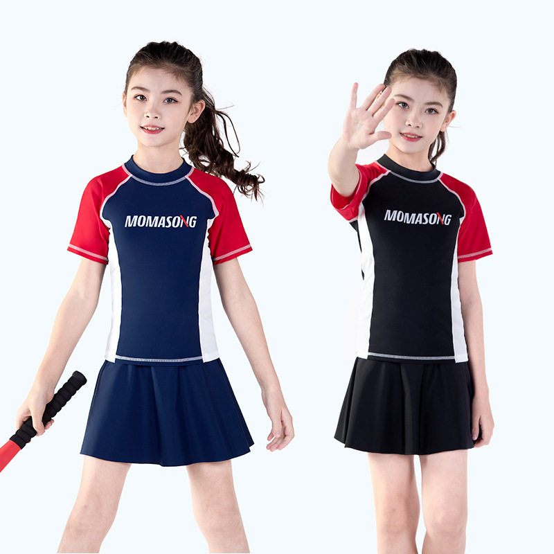 Children's swimsuit girl Two style two sets of swimsuit speed dry CUHK Tong students Teenage Girl Spa School Swimming
