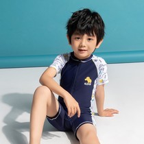 2022 new children swimsuit one-piece short sleeve shorts beginner professional sports training small and medium size boys swimming