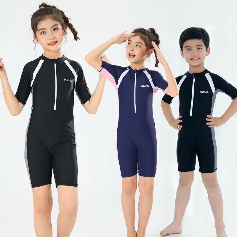 30-150 catties children, teenagers, girls, one-piece conservative sports training swimsuits, middle and small male students, beginners