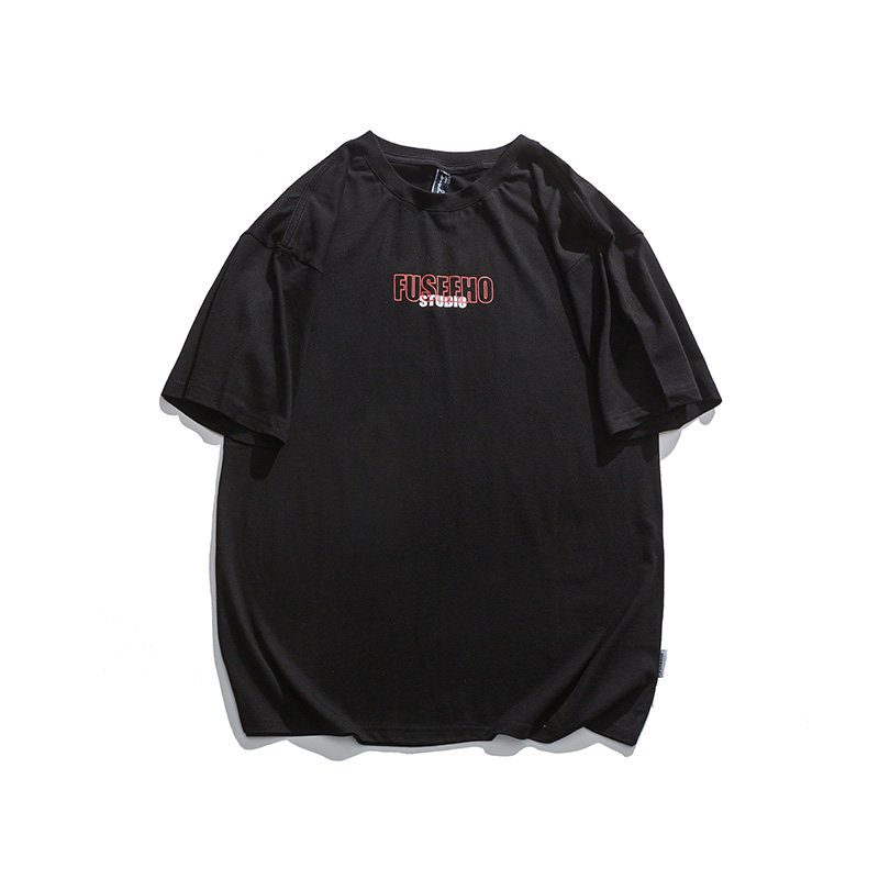 Short sleeve summer men 2021 loose young people and round the tide of the halfway tide printed tops for leisure