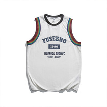 Vest Men Tide Brand ins thin round neck sports base 2021 summer loose cotton fitness waistless T-shirt