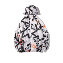 Summer new sunscreen men and women with the same port Wind relaxation Sport sunscreen jacket printed Lianhood shading jacket